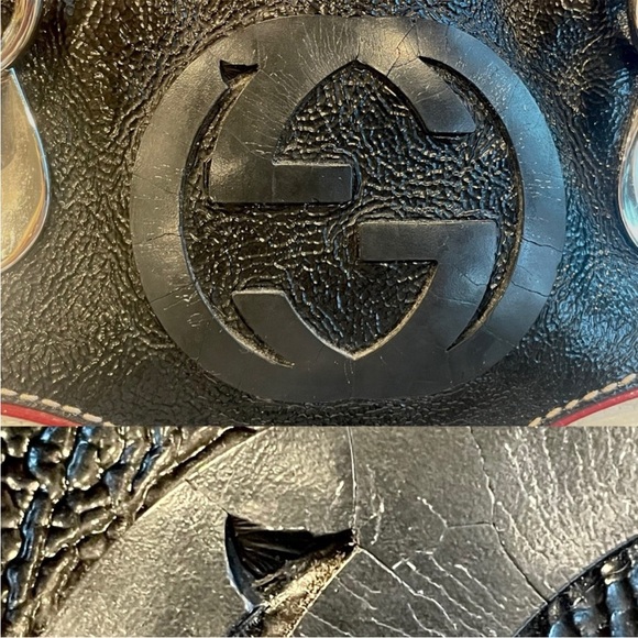 Gucci Snow Glam Leather Boston Bag, vintage 90s, red/black/white, EUC - Picture 15 of 16